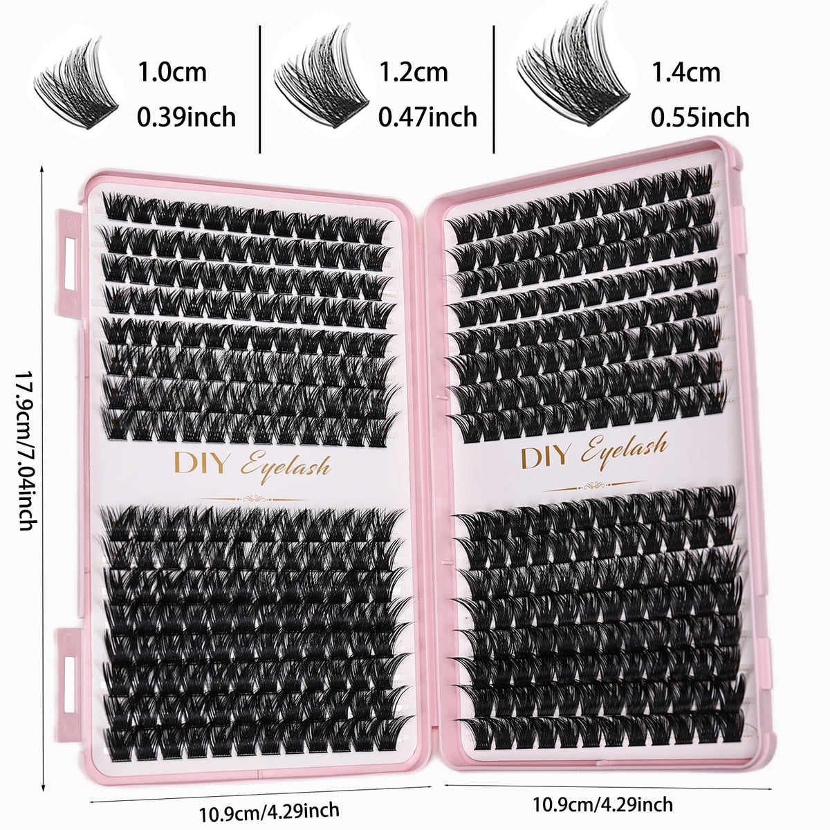 384pcs Individual Lashes 10-14mm Cluster Lashes Natural Look Mixed Tray DIY Eyelash Extensions Volume Clusters for Eyelashes