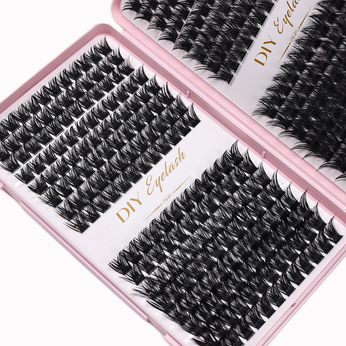 384pcs Individual Lashes 10-14mm Cluster Lashes Natural Look Mixed Tray DIY Eyelash Extensions Volume Clusters for Eyelashes