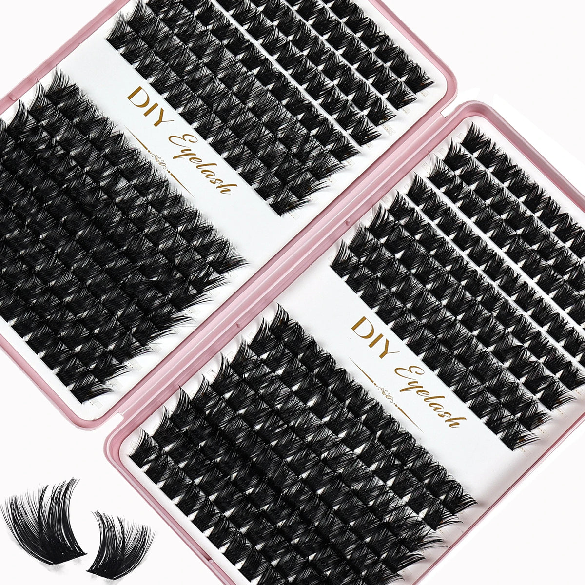 384pcs Individual Lashes 10-14mm Cluster Lashes Natural Look Mixed Tray DIY Eyelash Extensions Volume Clusters for Eyelashes