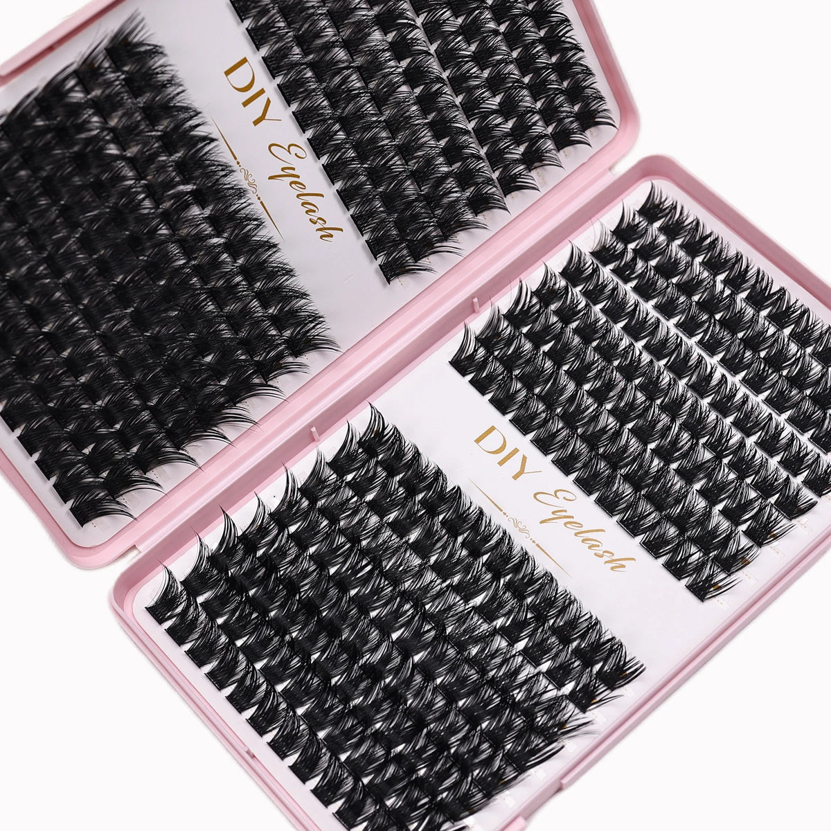 384pcs Individual Lashes 10-14mm Cluster Lashes Natural Look Mixed Tray DIY Eyelash Extensions Volume Clusters for Eyelashes