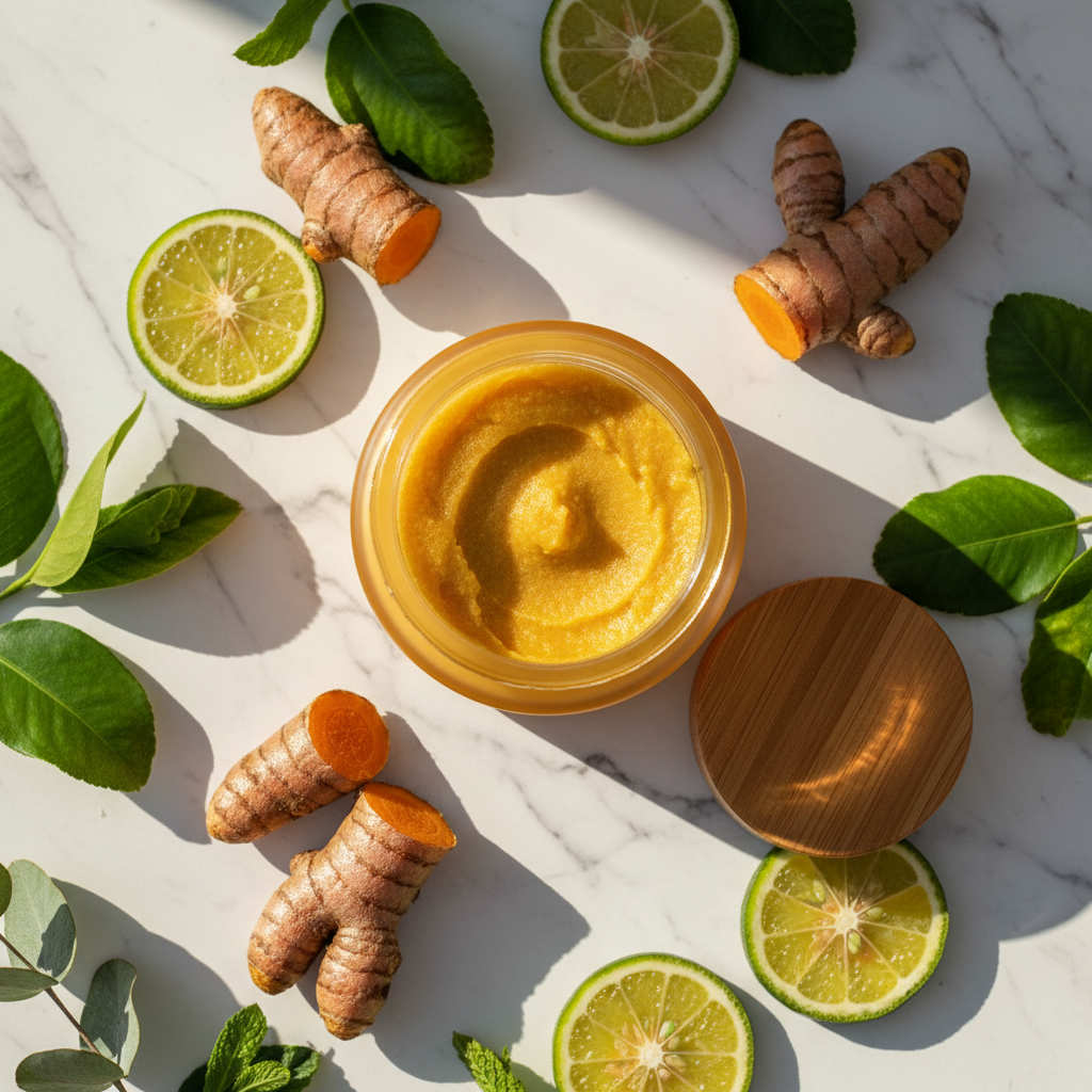 Turmeric Scrub flatlay